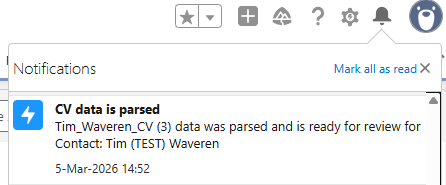 Notification: CV data parsed and ready for review